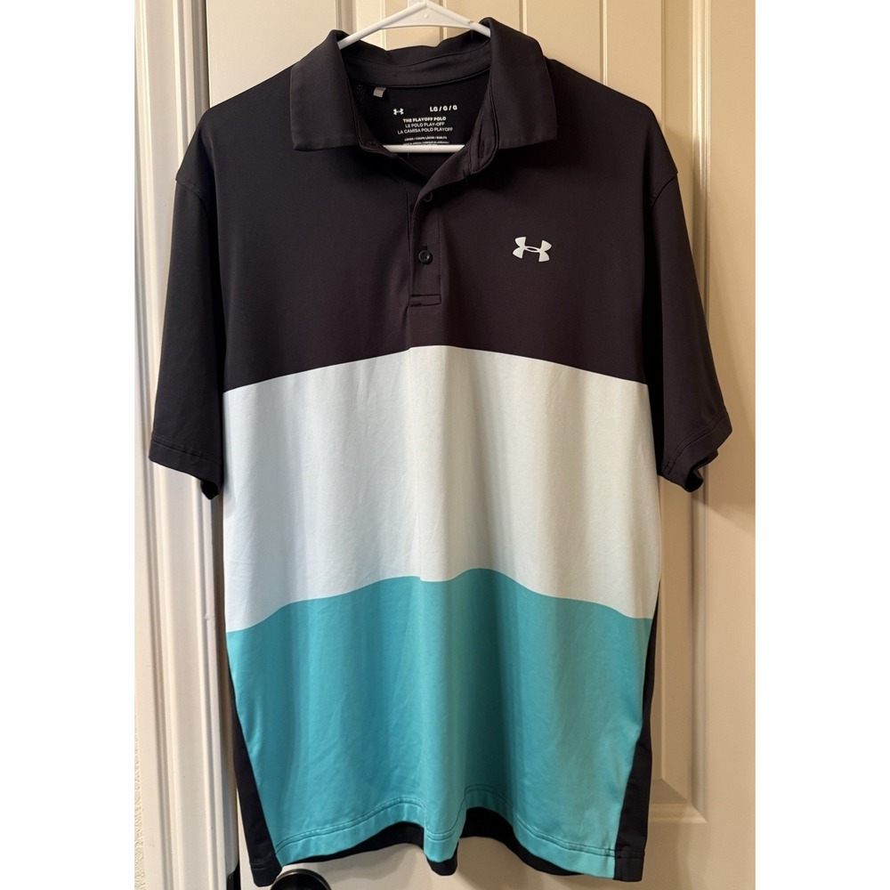 Under Armour Playoff Polo Shirt Mens Large L HeatGear Loose Fit Golf Colorblock